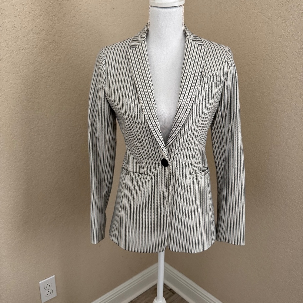 Banana Republic Pinstriped Long Fitted Blazer Women's Size 0